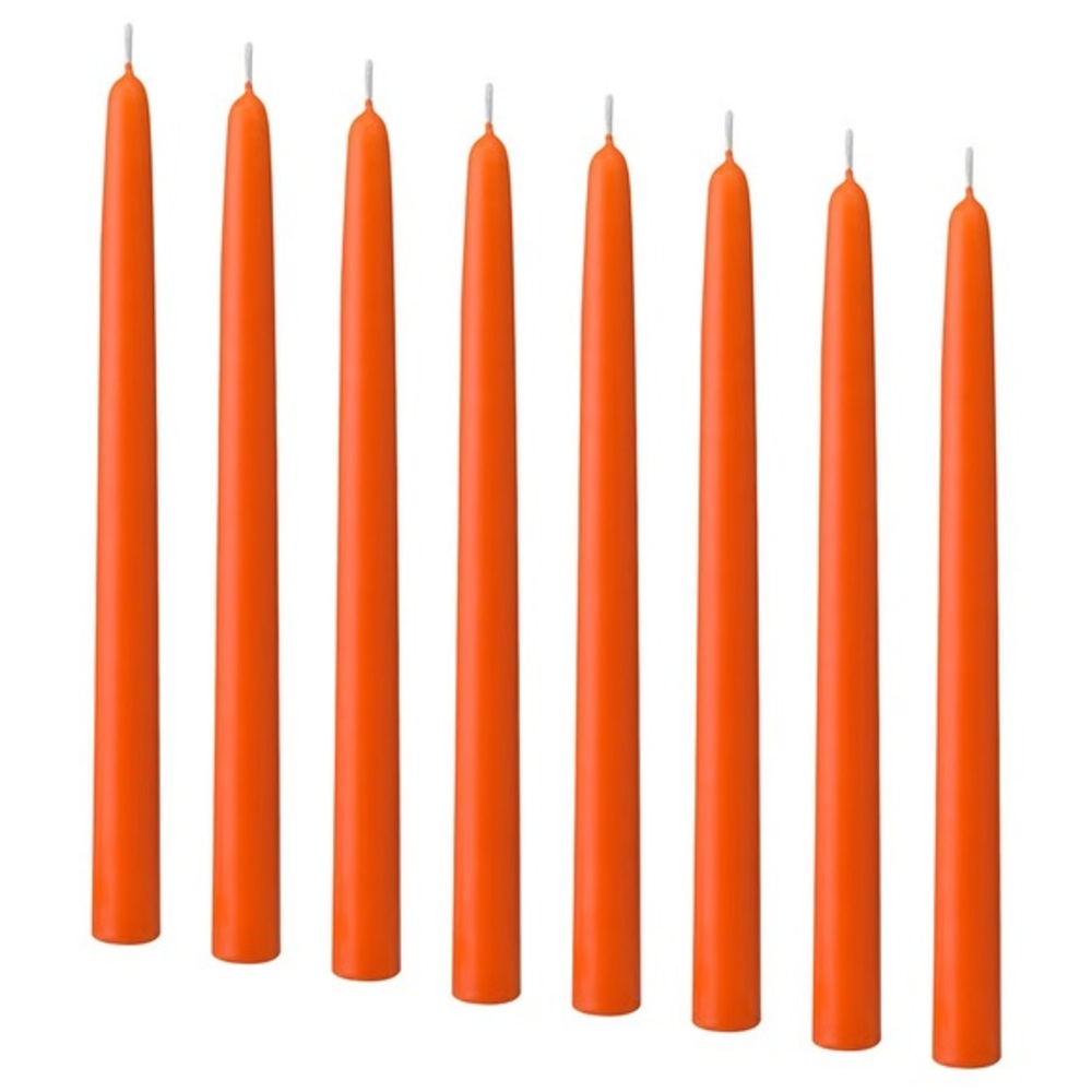 IKEA nwt KLOKHET Unscented candles orange, 9 ¾ " pack of 8